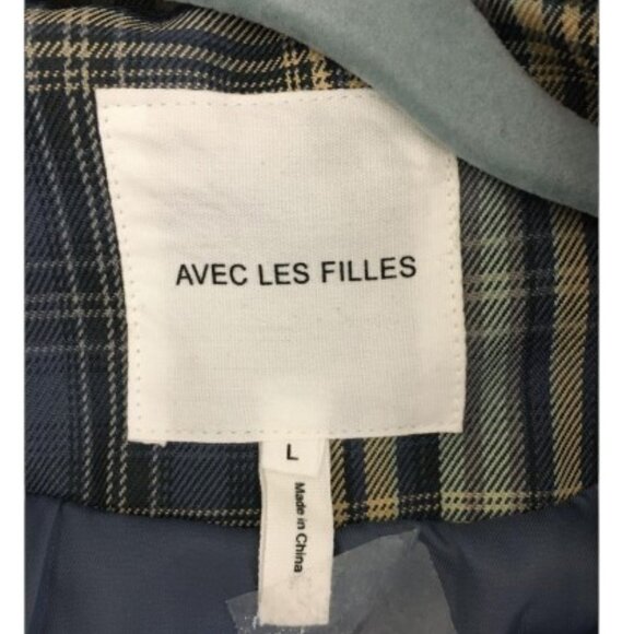 AVEC LES FILLES Double Breasted Plaid Duster Trench Coat In Blue/ Peach Plaid - Picture 7 of 7